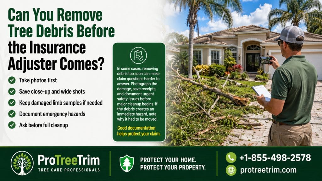 Can You Remove Tree Debris Before the Insurance Adjuster Comes?