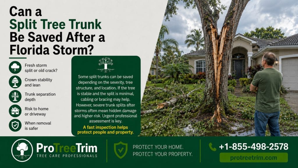 Can a Split Tree Trunk Be Saved After a Florida Storm?