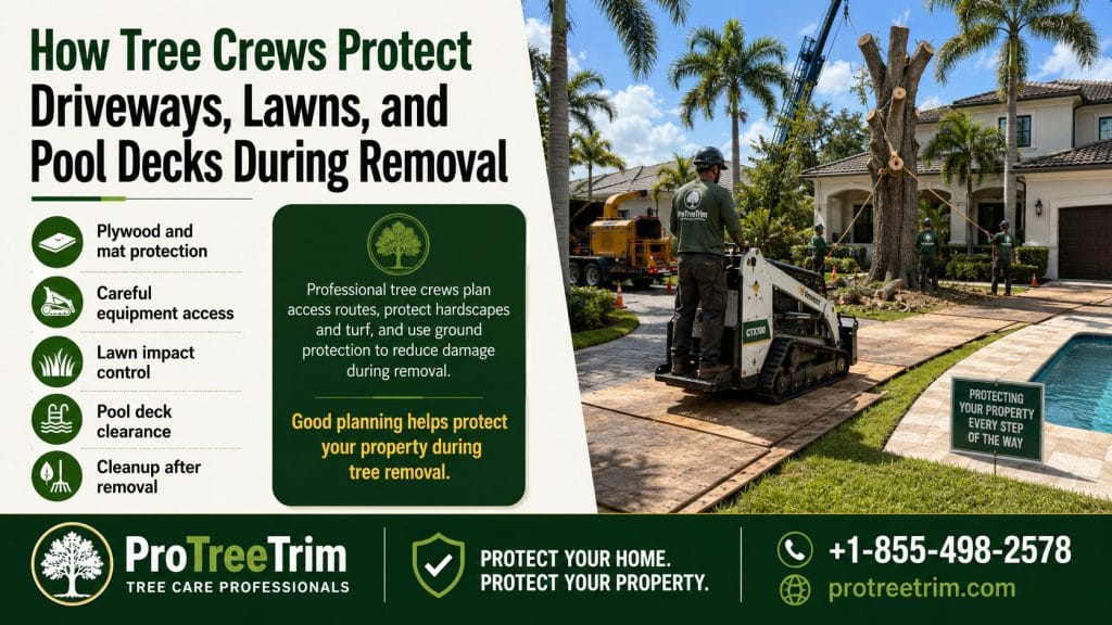 How Tree Crews Protect Driveways, Lawns, and Pool Decks During Removal