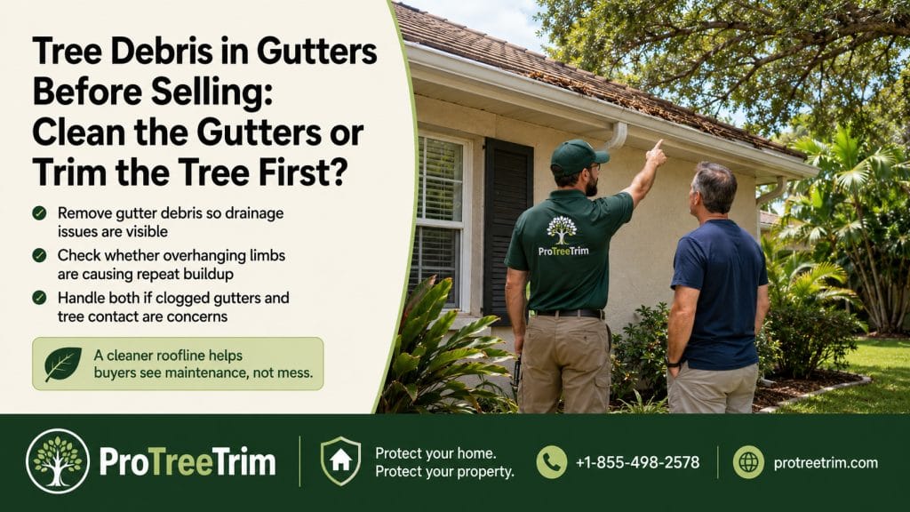 Tree Debris in Gutters Before Selling: Clean the Gutters or Trim the Tree First?