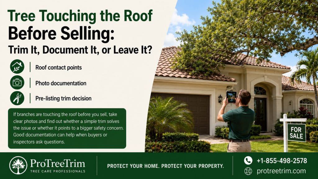 Tree Touching the Roof Before Selling: Trim It, Document It, or Leave It?
