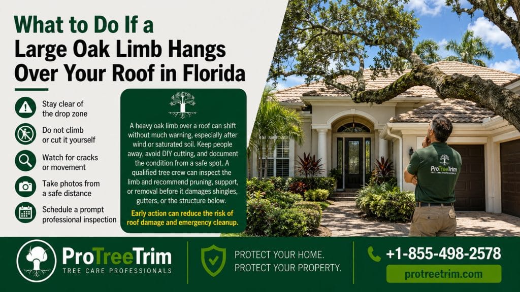 What to Do If a Large Oak Limb Hangs Over Your Roof in Florida
