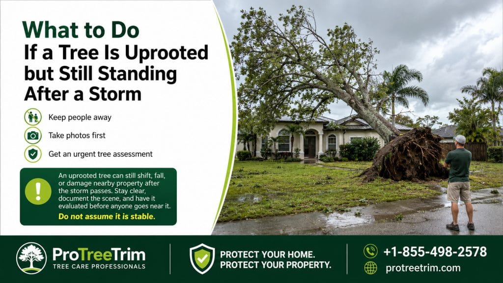 What to Do If a Tree Is Uprooted but Still Standing After a Storm