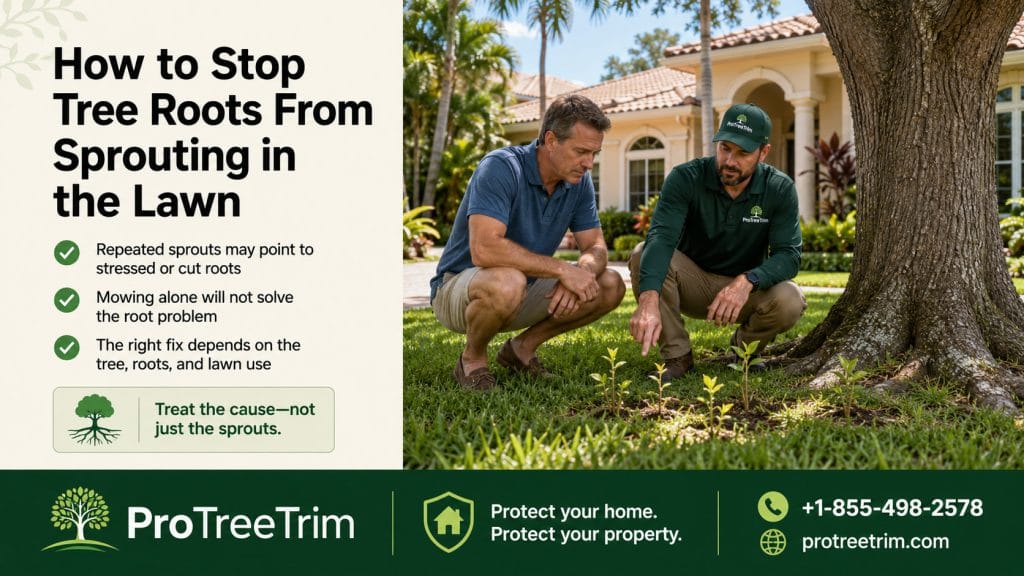 How to Stop Tree Roots From Sprouting in the Lawn
