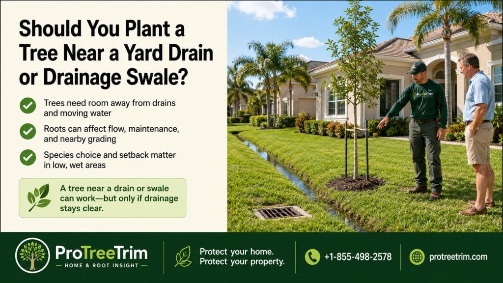 Should You Plant a Tree Near a Yard Drain or Drainage Swale?
