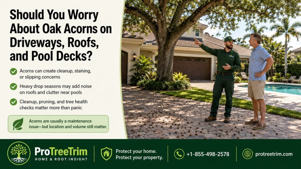 Should You Worry About Oak Acorns on Driveways, Roofs, and Pool Decks?