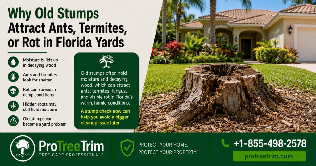 Why Old Stumps Attract Ants, Termites, or Rot in Florida Yards